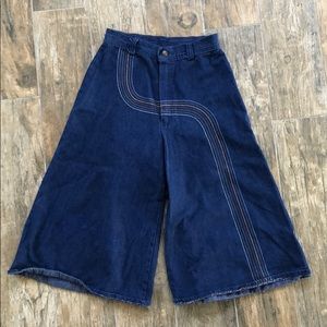 Vintage denim flared 3/4 jeans